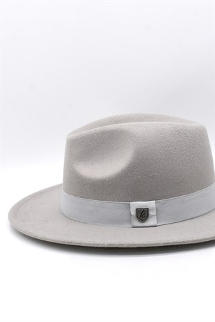 Gri Fötr Şapka Ayarlanabilir İpli Panama Hat