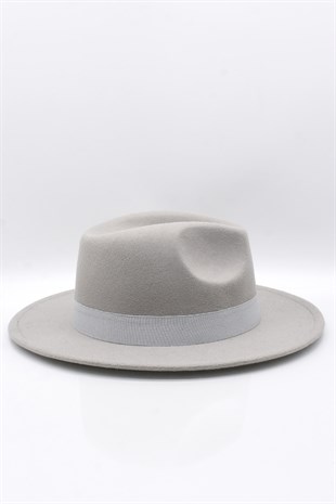 Gri Fötr Şapka Ayarlanabilir İpli Panama Hat