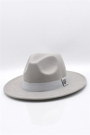 Gri Fötr Şapka Ayarlanabilir İpli Panama Hat