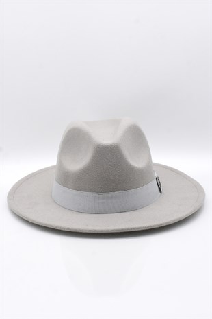 Gri Fötr Şapka Ayarlanabilir İpli Panama Hat