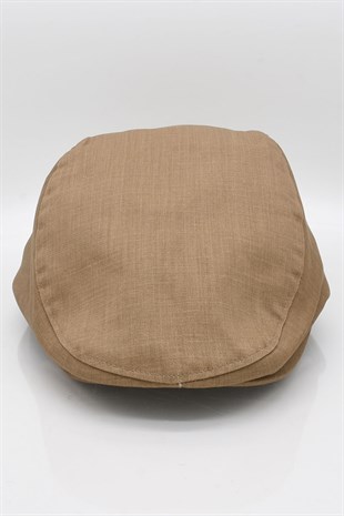 Erkek Camel Kasket Keten Yazlık Flat Cap Şapka