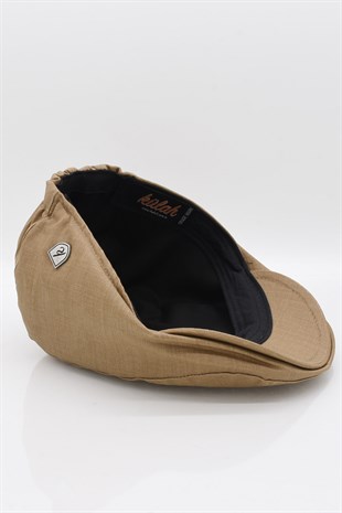 Erkek Camel Kasket Keten Yazlık Flat Cap Şapka
