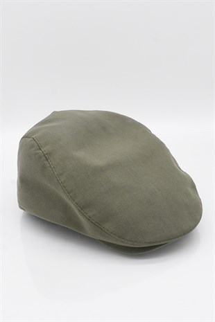 Mens Khaki Flat Cap Cotton Flat Cap Hat
