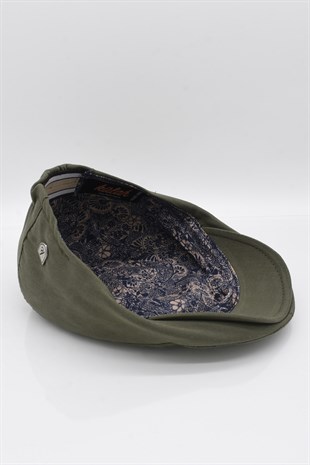 Mens Khaki Flat Cap Cotton Flat Cap Hat