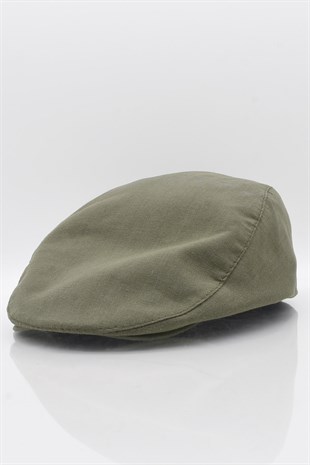 Mens Khaki Flat Cap Cotton Flat Cap Hat