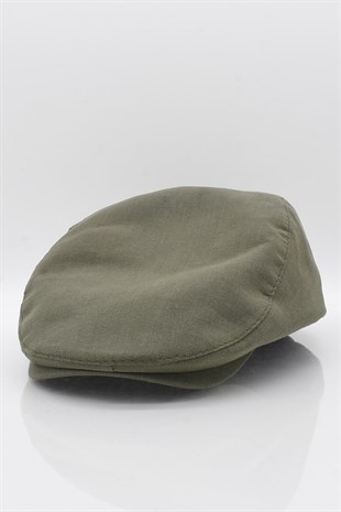 Mens Khaki Flat Cap Cotton Flat Cap Hat