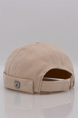 Kadın Hipster Katlamalı Cap Bej Docker Şapka