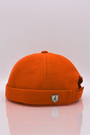Kadın Hipster Katlamalı Cap Turuncu Docker Şapka