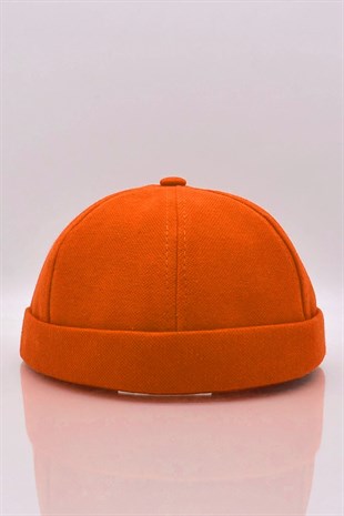 Kadın Hipster Katlamalı Cap Turuncu Docker Şapka
