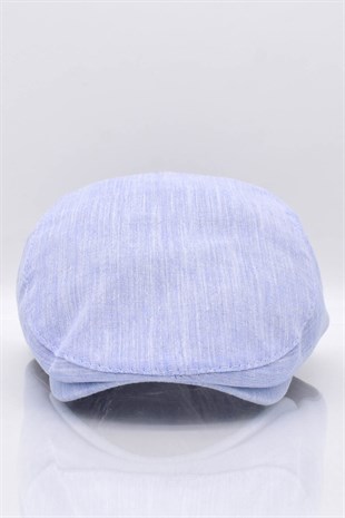Açık Mavi Kasket Pamuklu London Flat Cap Şapka