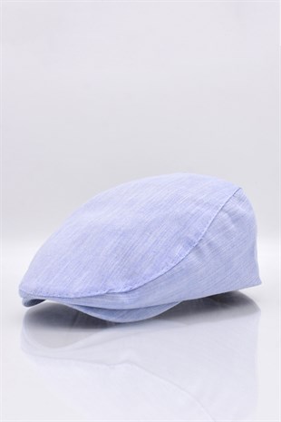 Açık Mavi Kasket Pamuklu London Flat Cap Şapka