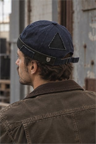 %100 Pamuk Washed Docker Şapka – Lacivert / Antrasit