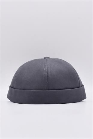 Antrasit %100 Pamuk Cap Docker Şapka