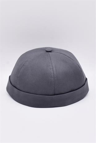 Antrasit %100 Pamuk Cap Docker Şapka