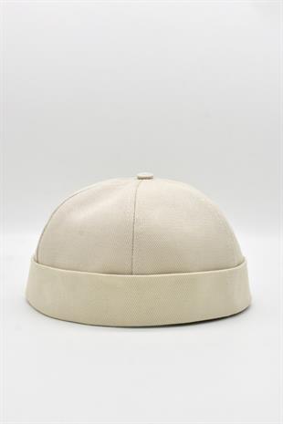 Beige Hiphop Docker Hat %100 Cotton Folded Cap