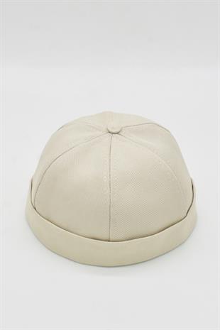 Beige Hiphop Docker Hat %100 Cotton Folded Cap