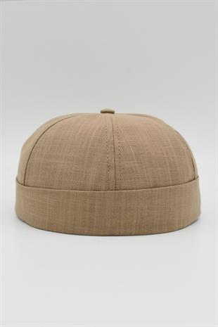 Bej Keten Yazlık Cap Docker Şapka