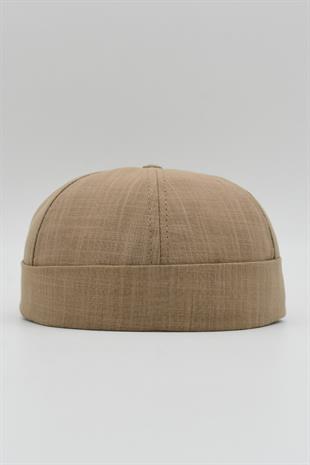 Bej Keten Yazlık Cap Docker Şapka