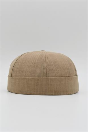 Bej Keten Yazlık Cap Docker Şapka