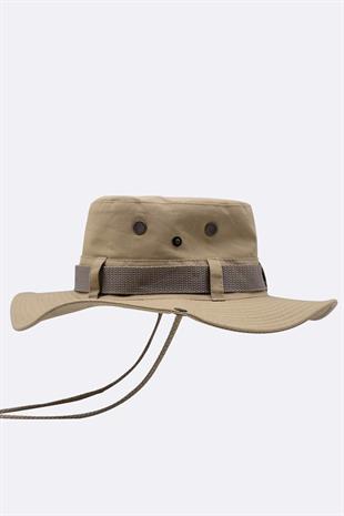 Bej Outdoor Şapka Uv Korumalı Bucket Safari Şapkası