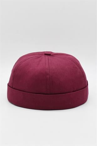Burgundy Hiphop Docker Hat %100 Cotton Folded Cap