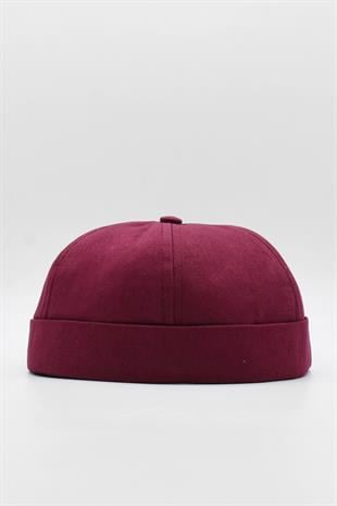 Burgundy Hiphop Docker Hat %100 Cotton Folded Cap