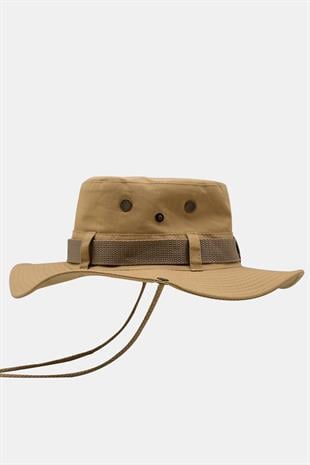 Bej Outdoor Şapka Uv Korumalı Bucket Safari Şapkası