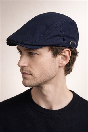 Clean Form Flat Cap – Lacivert Tokalı Kasket