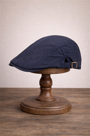 Clean Form Flat Cap – Lacivert Tokalı Kasket