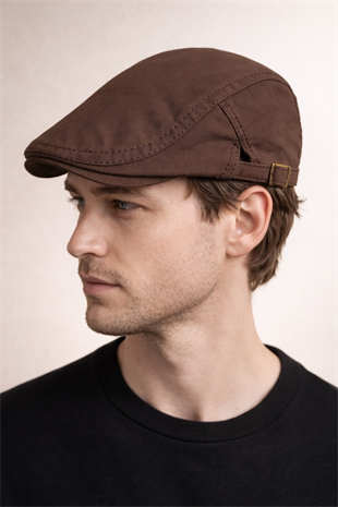 Clean Form Flat Cap – Mocha Stone Tokalı Kasket