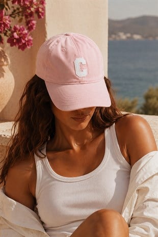 Club Letter Series - C Harf Nakışlı Şapka | Blush
