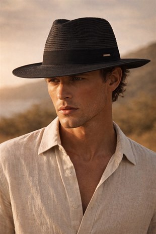 Coastal Shade Keten Bantlı Yaz Şapkası - Midnight