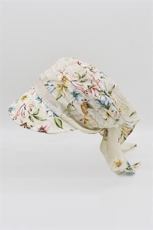Child Safari Tied Scarf Bandana Beach Hat 8-15 Age Blue Floral