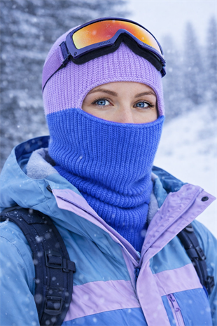 Color Block Renkli Balaclava Kar Maskesi Triko Bere Boyunluk 1 Adet