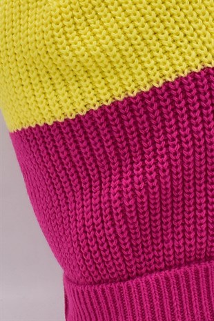 Color Block Balaclava Snow Mask Knit Beanie Neck Collar 