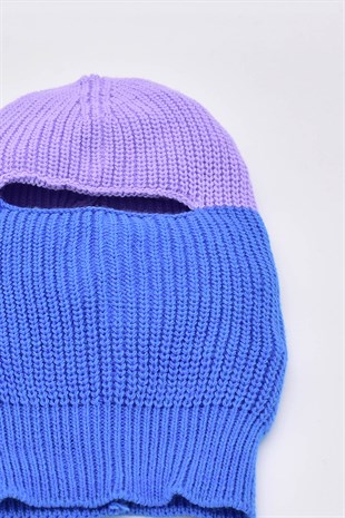 Color Block Renkli Balaclava Kar Maskesi Triko Bere Boyunluk 1 Adet