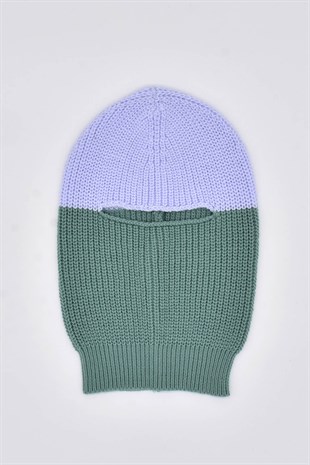 Color Block Balaclava Snow Mask Knit Beanie Neck Collar