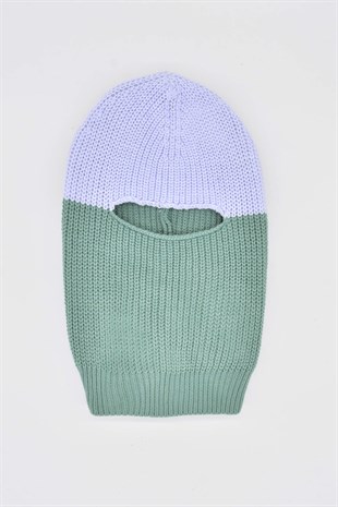 Color Block Balaclava Snow Mask Knit Beanie Neck Collar