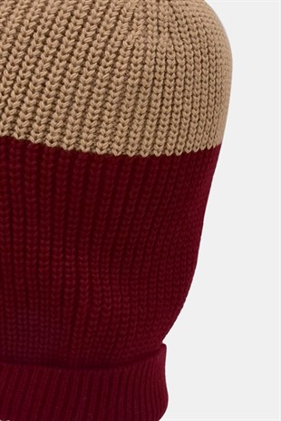 Color Block Renkli Balaclava Kar Maskesi Triko Bere Boyunluk 1 Adet