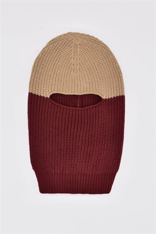 Color Block Renkli Balaclava Kar Maskesi Triko Bere Boyunluk 1 Adet