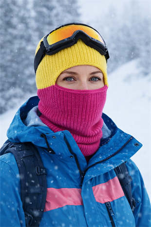 Color Block Renkli Balaclava Kar Maskesi Triko Bere Boyunluk 1 Adet