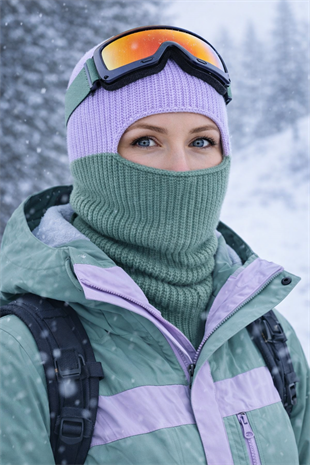 Color Block Renkli Balaclava Kar Maskesi Triko Bere Boyunluk 1 Adet