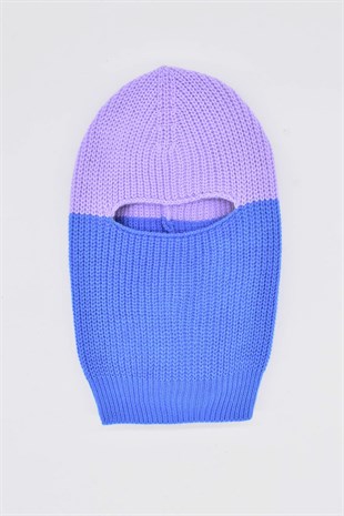 Color Block Renkli Balaclava Kar Maskesi Triko Bere Boyunluk 1 Adet