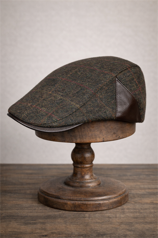 Deri Siperli Yün Karışımlı Erkek Flat Cap Kasket | Ayarlanabilir | Klasik & Şık Kış Şapkası