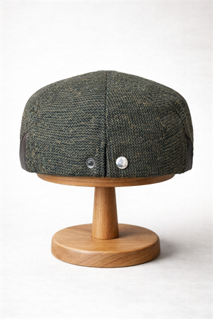 Deri Siperli Yün Karışımlı Erkek Flat Cap Kasket | Ayarlanabilir | Klasik Kış Şapkası