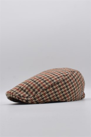 Patterned Camel Mens Flat Cap Driver Hat Flat Cap