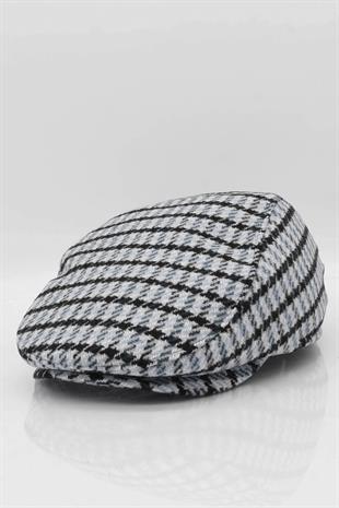 Patterned Cream Mens Flat Cap Driver Hat Flat Cap