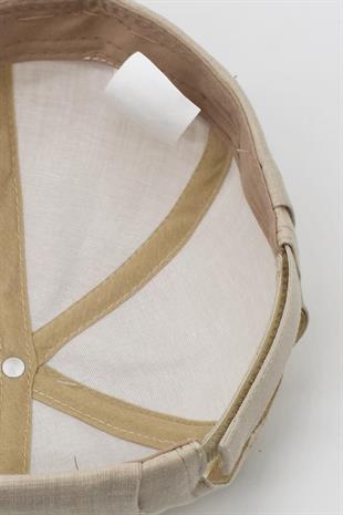 Ekru Keten Yazlık Cap Docker Şapka