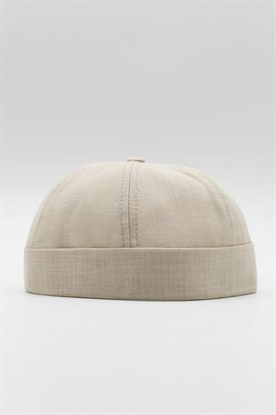 Ekru Keten Yazlık Cap Docker Şapka