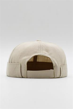 Ekru Keten Yazlık Cap Docker Şapka
